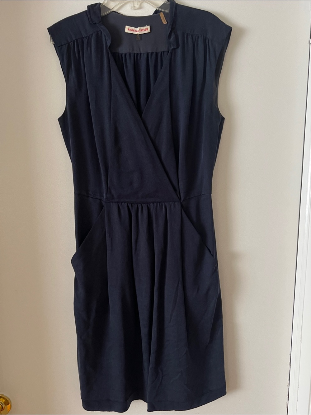 Rebecca Taylor Navy Sleeveless Wrap-Style Dress